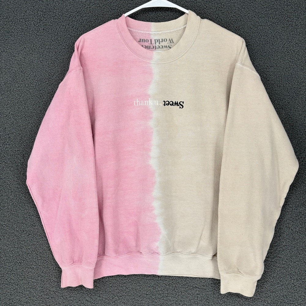 Ariana Grande Sweetener World Tour Sweatshirt Pink Tan Split Dye Medium